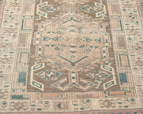 11 Ft Vintage Brown Persian Style Hand Knotted Low Pile Wool Runner Rug